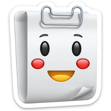 document emoji, white paper with a paperclip sticker