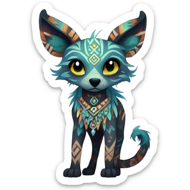 cute Kawaii edgy ethereal shy epic tribal fantasy animal fursona Fionbri creature by griffsnuff & LiLaiRa & Falvie with exotic colors with intricate patterns full body sticker