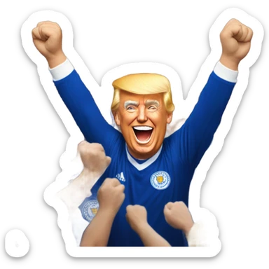 Donald trump cheering Leicester football club win against spurs sticker