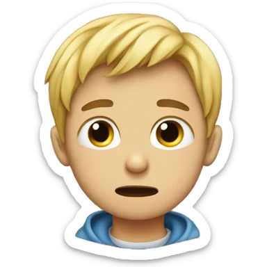 boy crying hardly about despair  sticker