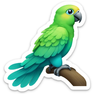 Quaker all green parrot with white chest, blue wings and teal tail feathers with a playful attitude  sticker