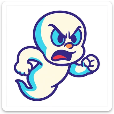 angry Casper ghost in vibrant toon style sticker