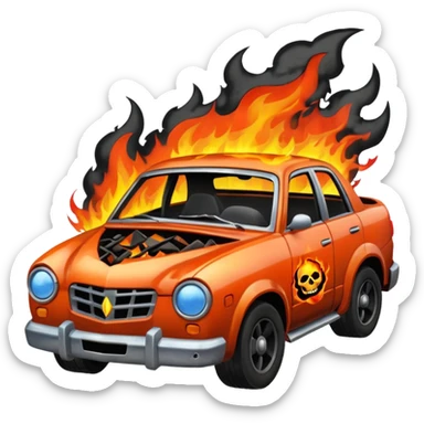 crashed car sticker