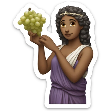 Greek Sappho holds a bunch of grapes in her hand sticker