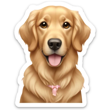golden retriever with curls on the ears and light pink bows on each ear sticker