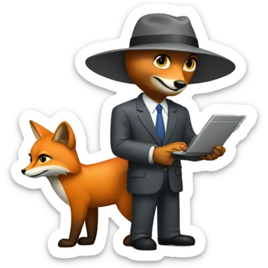 Anthropomorphic fox journalist interviewing sticker
