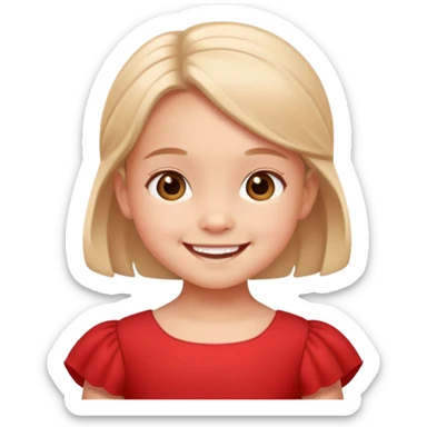 cute little child wearing a red dress, smiling sticker