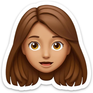 A girl growling like rawr silly vibes but make it an emoji not real human but long brown hair and more silly less angry  sticker