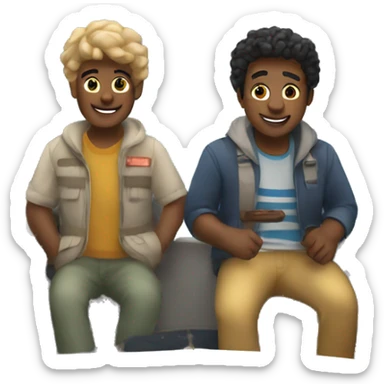 friends enjoying a boat day sticker