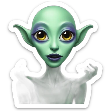 alien doing makeup sticker