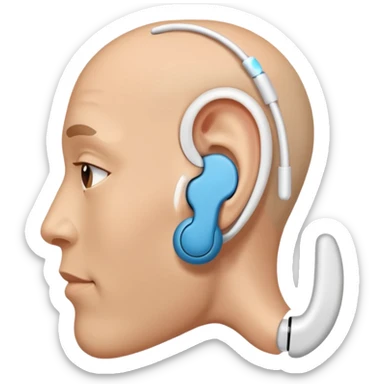 Close up of an ear wearing an earbud sticker