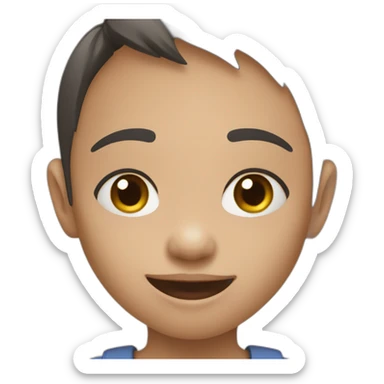 Filipino child with short hair slim lost on front tooth sticker