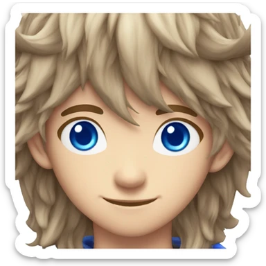 a twink elf with fluffy brown gamer hair and blue eyes and long elf ears sticker