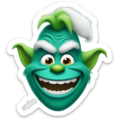 teal grinch smiling sticker