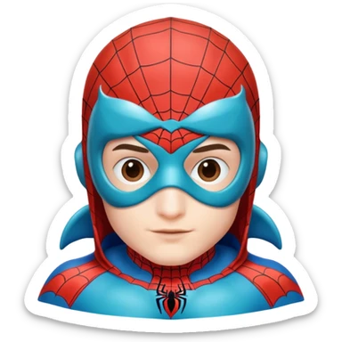 A TV mixed with Spider-Man and Spider-Man wearing a dolphin outfit sticker