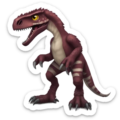 Maroon edgy badass modern sexy handsome punk velociraptor-dragon-Digimon, full body sticker