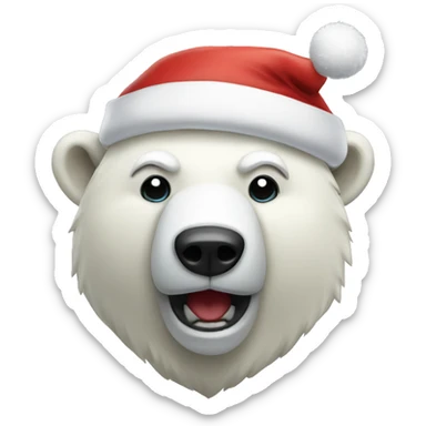 Polar bear with a Santa hat on sticker