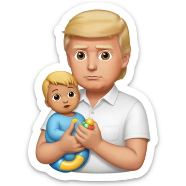 trump holding a baby’s rattle sticker