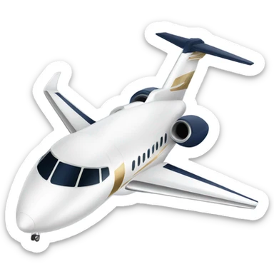 White, navy and gold private jet sticker