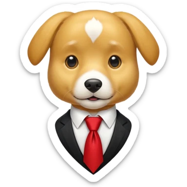 golden dog with white tie,red shirt sticker