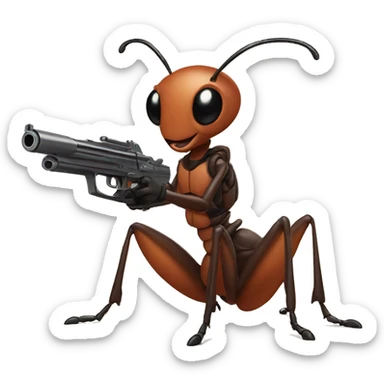 Ant with gun sticker