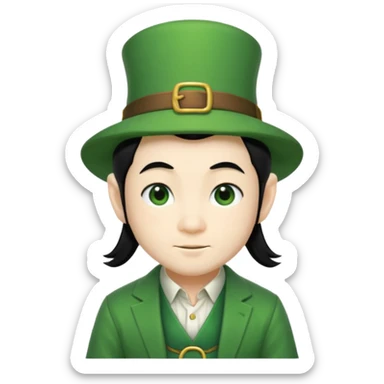 Japanese leprechaun with black hair sticker