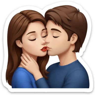

"Men with short brown hair and fair skin a woman with long brown hair and fair skin, kissing."





 sticker