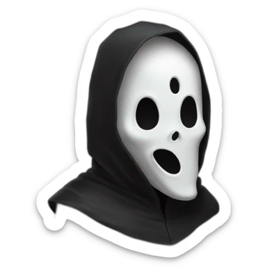 Ghost face maniac Black cloak white mask film scream scream maniac sticker