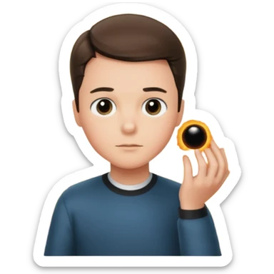 young sheldon examining a black hole sticker