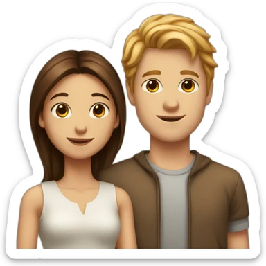 Tall white boy and short brown girl in love sticker