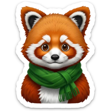 Red panda wearing a green scarf  sticker