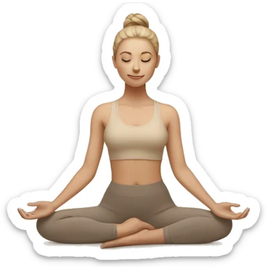 White Girl doing yoga in beige tones  sticker