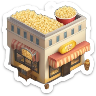 Popcorn cinema cafe isometric sticker