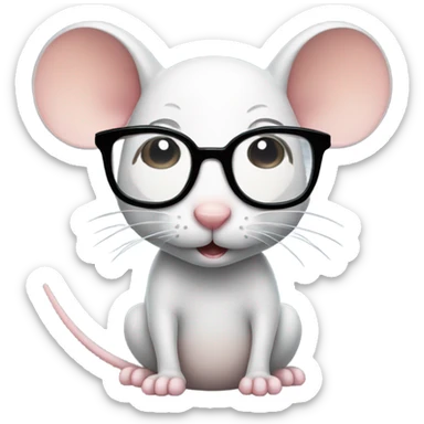 A girl with short hair and glasses but as a cute mouse sticker