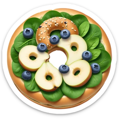 Pear spinach salad with half a blueberry bagel on the side sticker