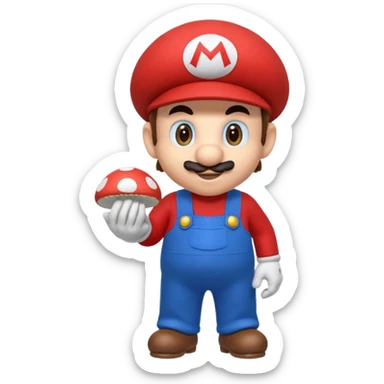 Super Mario che fa la spesa e si mangia un fungo sticker