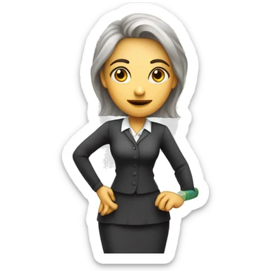 Teacher standing in front of chalkboard looking serious with ruler in her hand white female  sticker