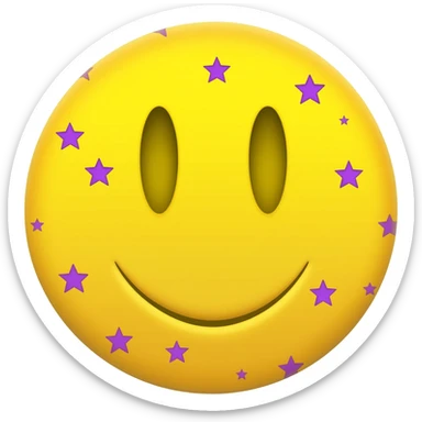 Yellow emoji with purple stars sticker