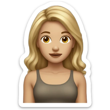 Medium lenght Dirty blonde hair girl with brown eyes  sticker