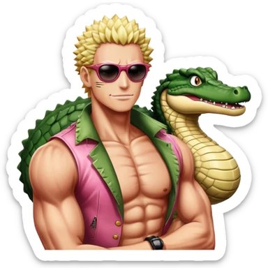 doflamingo and crocodile from one piece sticker