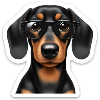 black dachshund in sunglasses head shot sticker