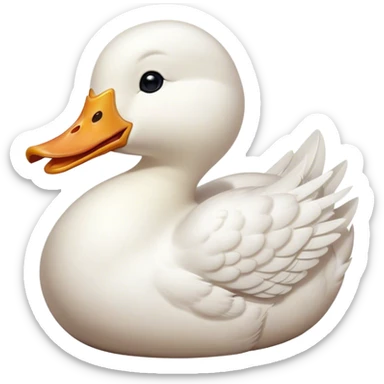 Cinematic Cute Yawning White Duck Portrait Emoji, Head tilted slightly with a dramatic, wide-open yawn, showcasing a soft, downy white plumage with gently drooping wings, round eyes barely open in drowsy contentment, Simplified yet irresistibly adorable features, highly detailed, glowing with a soft, cozy glow, high shine, relaxed yet expressive, stylized with a touch of whimsy, bright and endearing, soft glowing outline, capturing the essence of a sleepy yet affectionate duck, so drowsy it feels like it could float out of the screen and curl up for a nap! sticker
