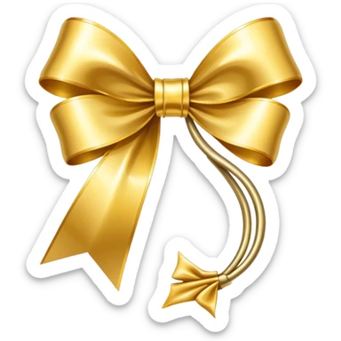Golden bow with long length long ends  sticker