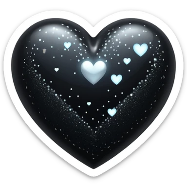 black sparkling heart sticker