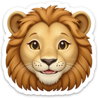 neutral headshot of a friendly anthropomorphised female lion sticker