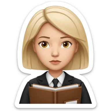 female lawyer emoji, professional, holding legal documents sticker