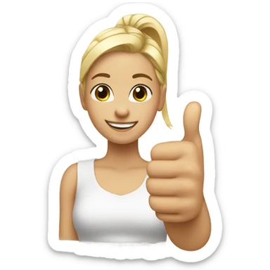 a girl with blonde ponytail thumbs up   sticker