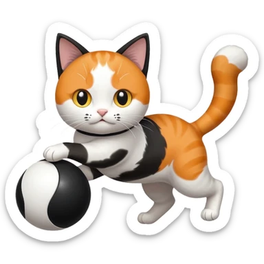 A cat chasing a ball that looks like the Enso speedrun logo sticker