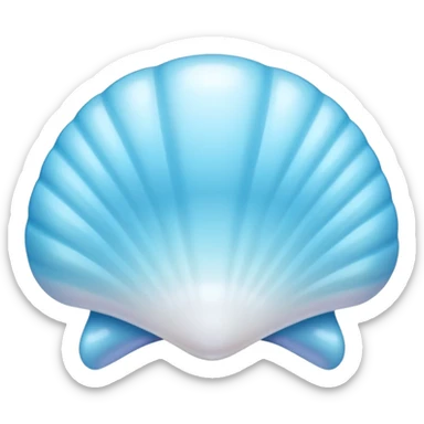 Light blue shell emoji, pearl texture, soft gradient, smooth curves, glossy finish sticker