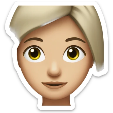 green eyed, brunette girl with straight, shoulder length hair sticker